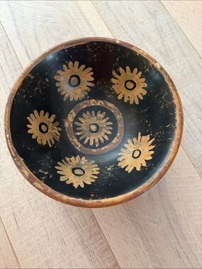 Sundance Black and Gold Floral Motif Ceramic Bowl